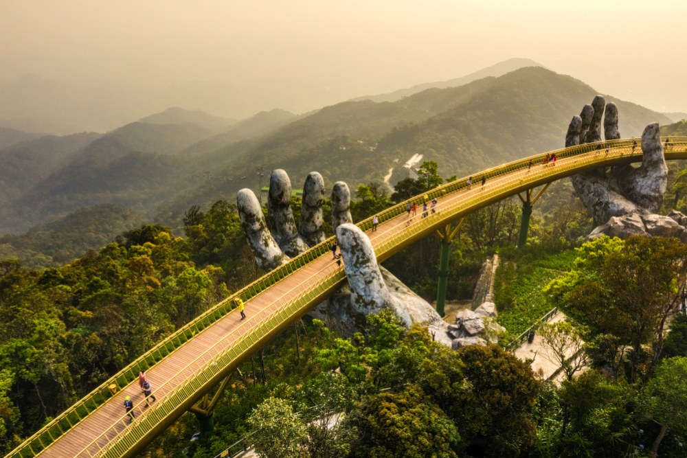 The Golden Bridge with beautiful scenery in Da Nang, Vietnam