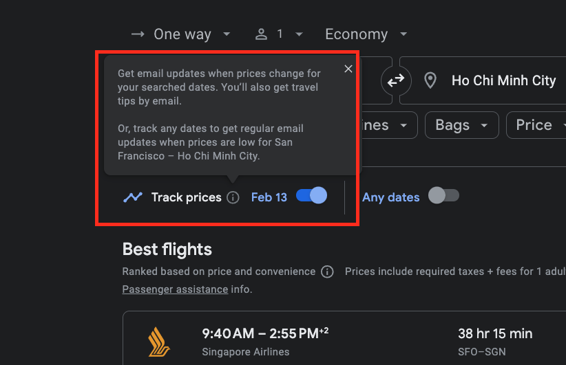 price alert google flight