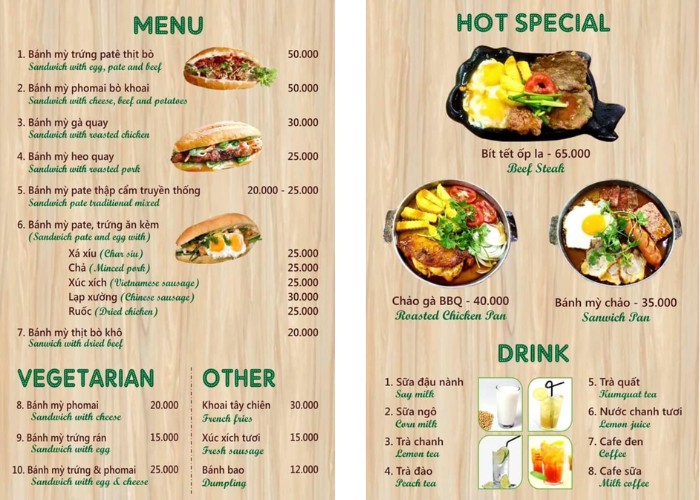 Banh Mi Pho Co menu