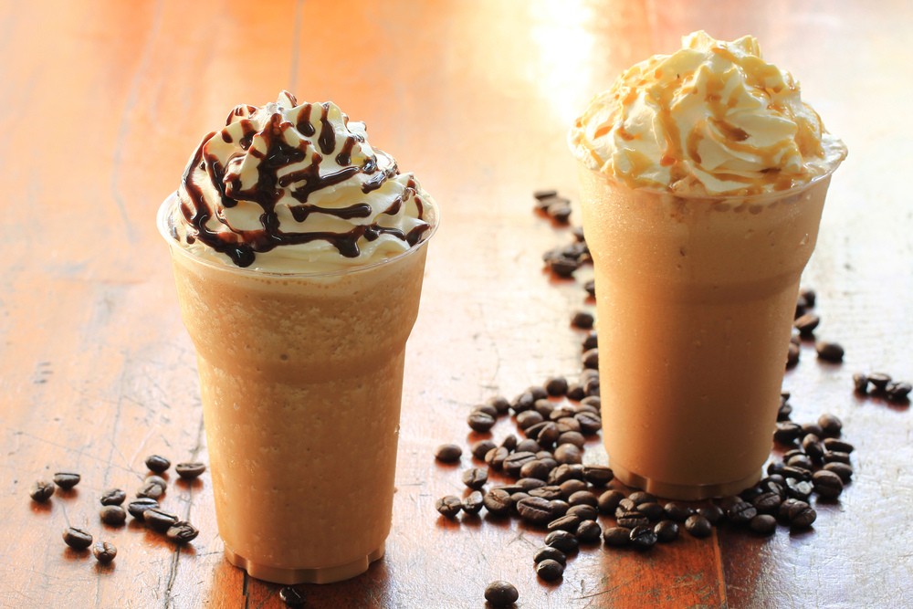 blended iced coffee with cream on top
