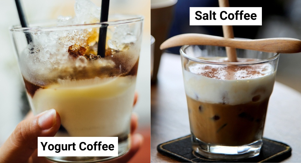 yogurt coffee and salt coffee